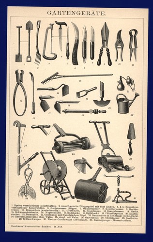 Druck 1898 gartengeräte - gartengeräte,
